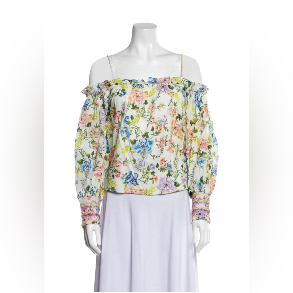 ALICE + OLIVIA Floral Print Off-The-Shoulder Blouse Size: L